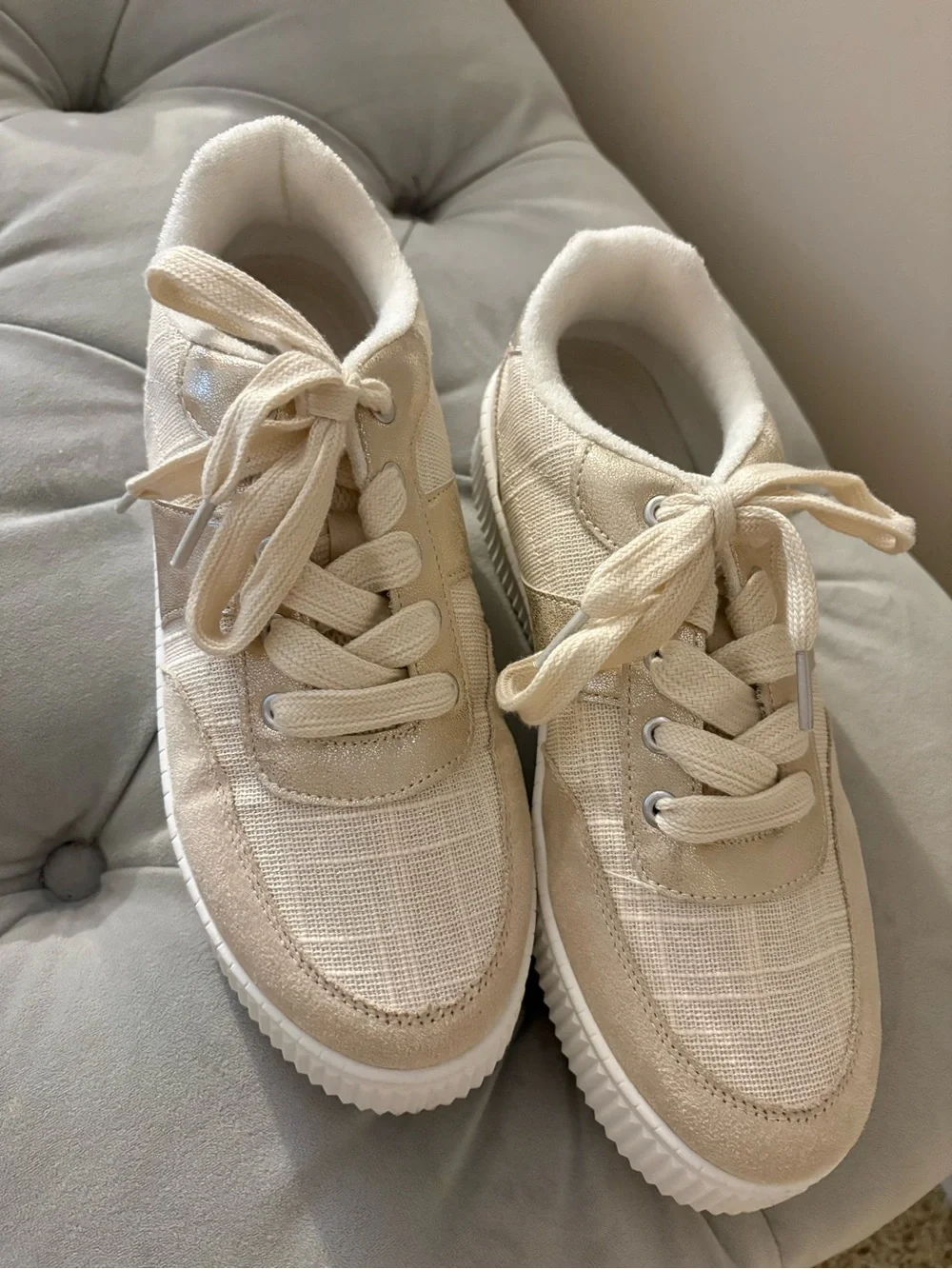 Jellypop Metallic Gold Low-Top Sneakers with White Collar